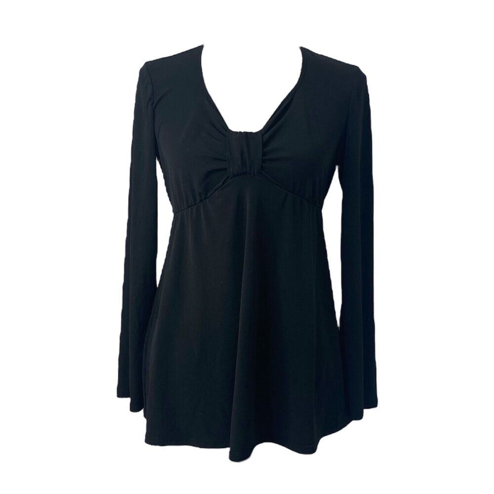 Womens Medium Shirt Oh Baby by Motherhood Black Long Sleeve Tie Back
